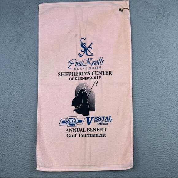 Pine Knolls Golf Towel Pink Golfer Shepards Center Vestal USA Made Cannon 15x27‎ - Picture 1 of 8